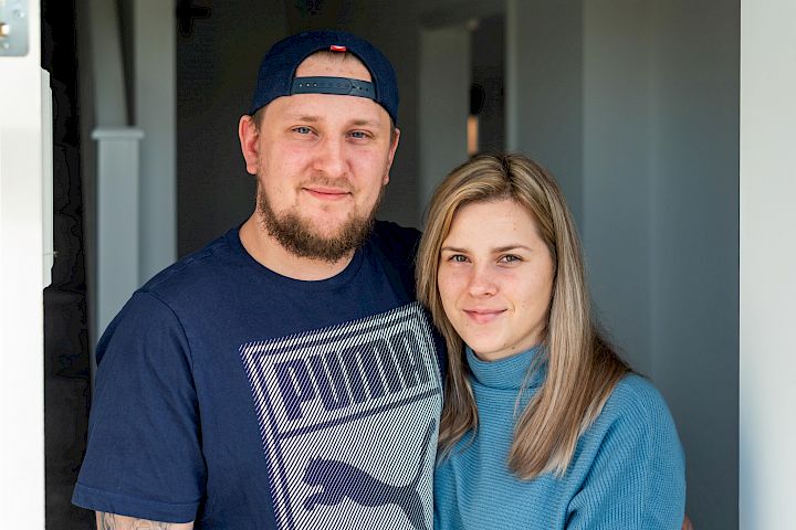 Couple at front door